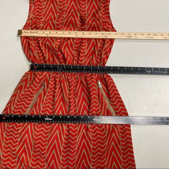 PINKY Women’s Orange & Tan Geometric Sleeveless Pull -On Dress Size Small‎ - Picture 3 of 8